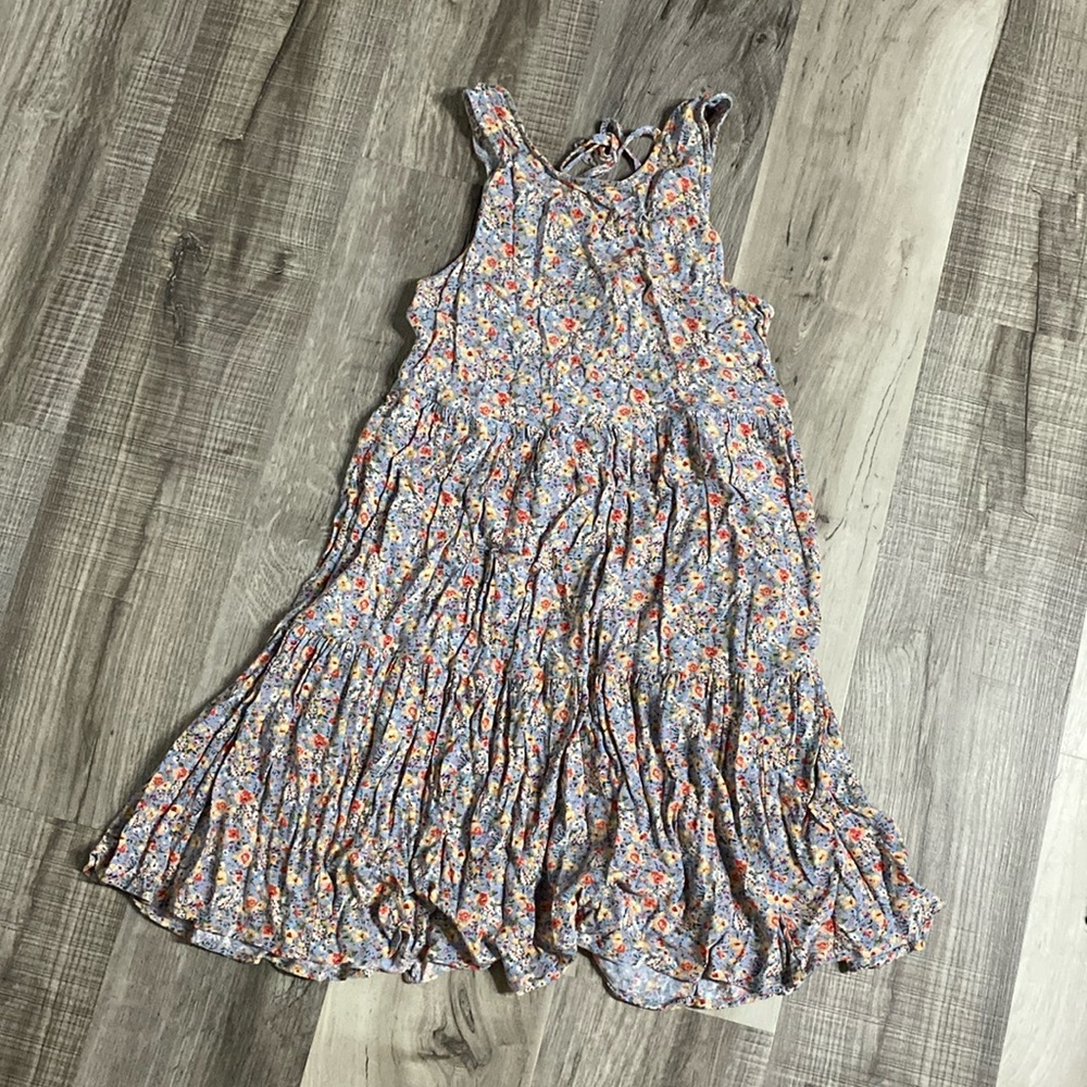 American Eagle Flowy Tiered Dress with Tie Back